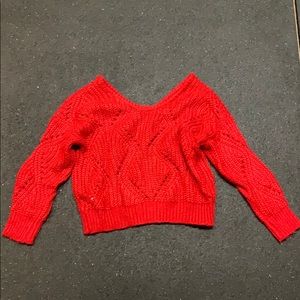 Gorgeous off the shoulder red chunky sweater